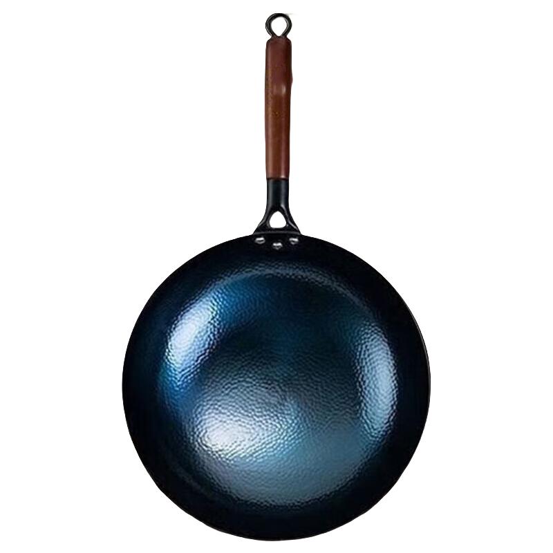 孟大锤 无涂层 铁锅 木柄鱼鳞炒锅-单锅(已开锅) 30cm 30cm